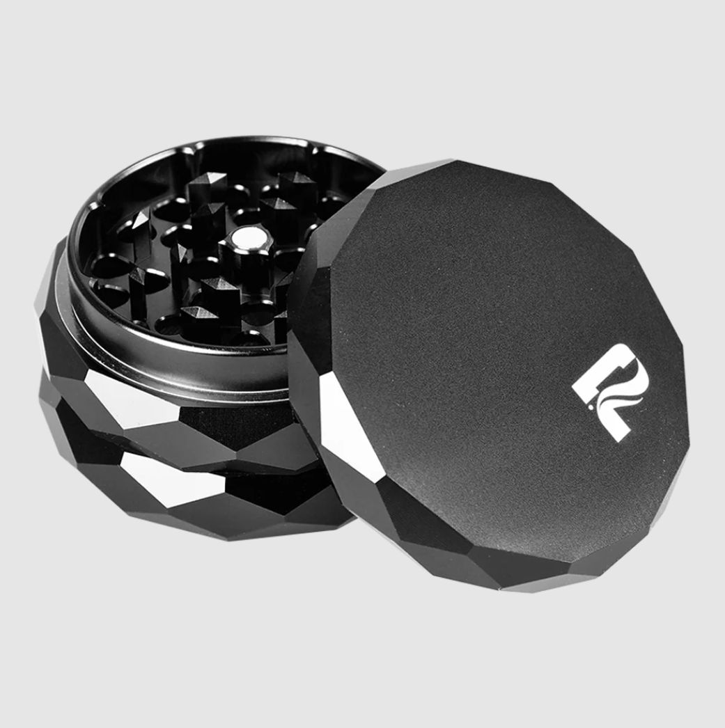Photograph of product: 4pc Diamond Faceted Aluminum Grinder | 2.25" | Black