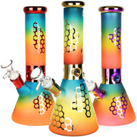 Photograph of product: Rainbow Honeycomb Glass Beaker Water Pipe | 10" | 14mm F