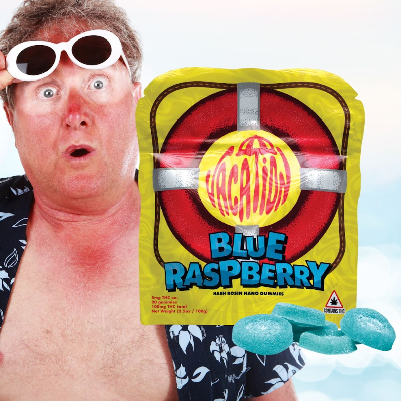 Photograph of product: Blue Raspberry Ring au chocolat Rosin Gummies | 20pk