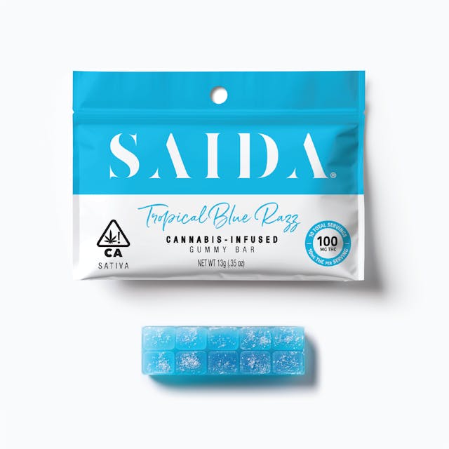 Photograph of product: Tropical Blue Razz - Gummy Bar - 10pc