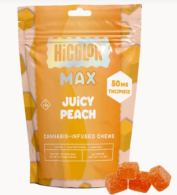 Photograph of product: HiColor Max Chews Juicy Peach 50mg x 10ct