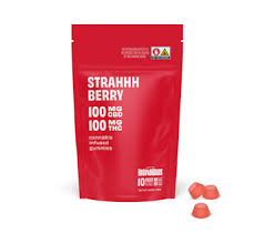 Photograph of product: Strahhhberry 1:1 TH-oui:CBD 10pk 100mg-H