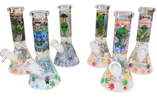 Photograph of product: $30 8" 420 Leaf EELien Beaker Bong w/ Bowl