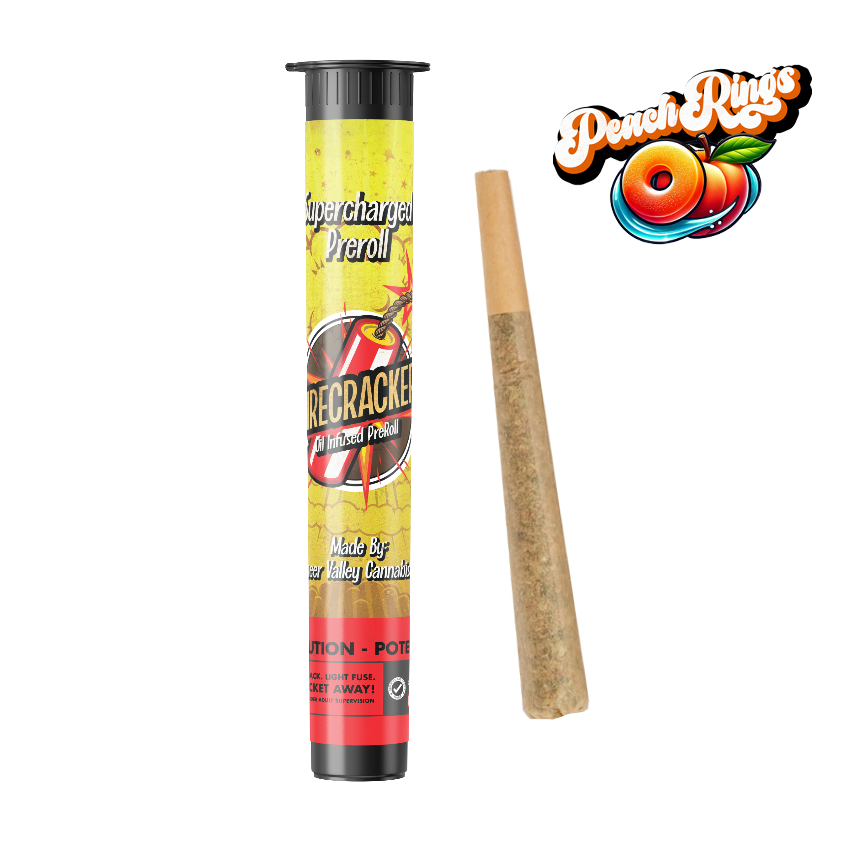 Photograph of product: Firecracker - Peach Rings - Infused Pre-Roll - 1g