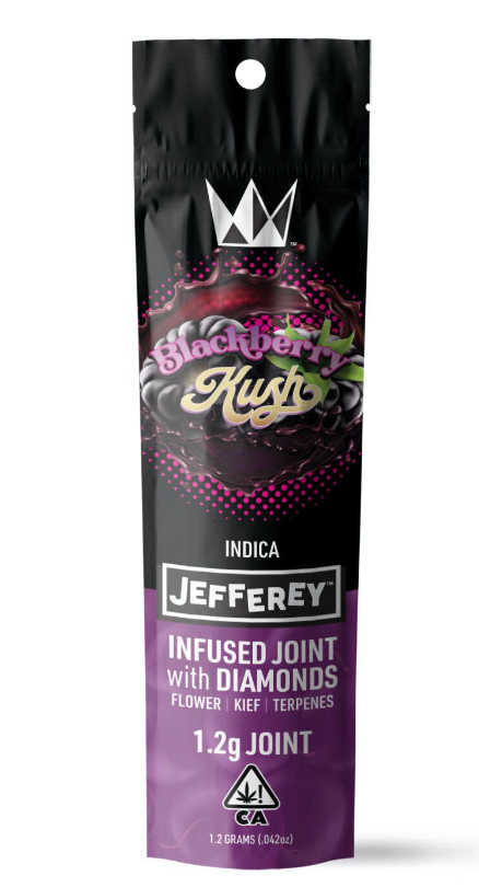 Photograph of product: Jefferey - Blackberry Kush - 1.2G Diamond Infused Preroll