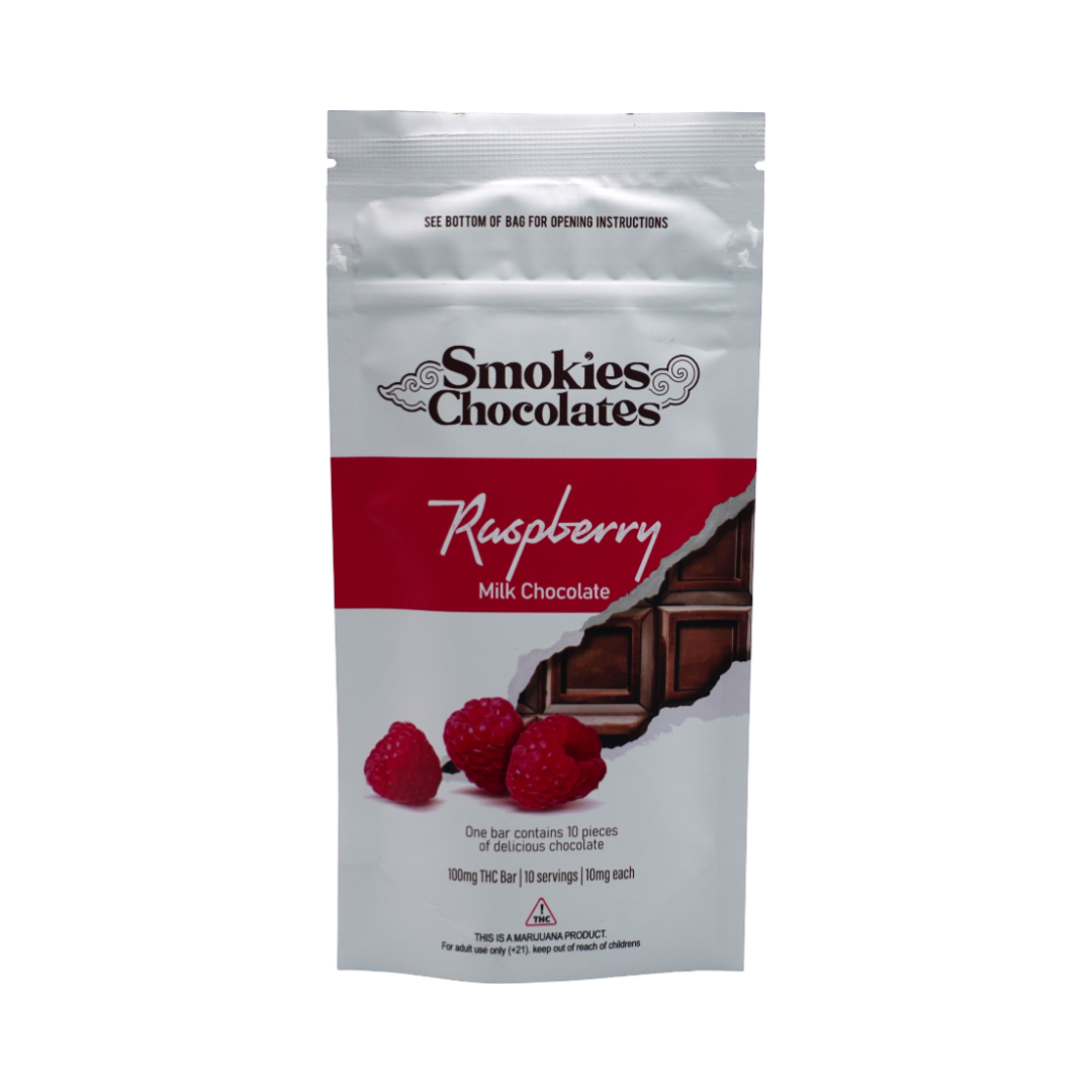 Photograph of product: Smokies Chocolate | Raspberry, Milk  | 100mg [#214]