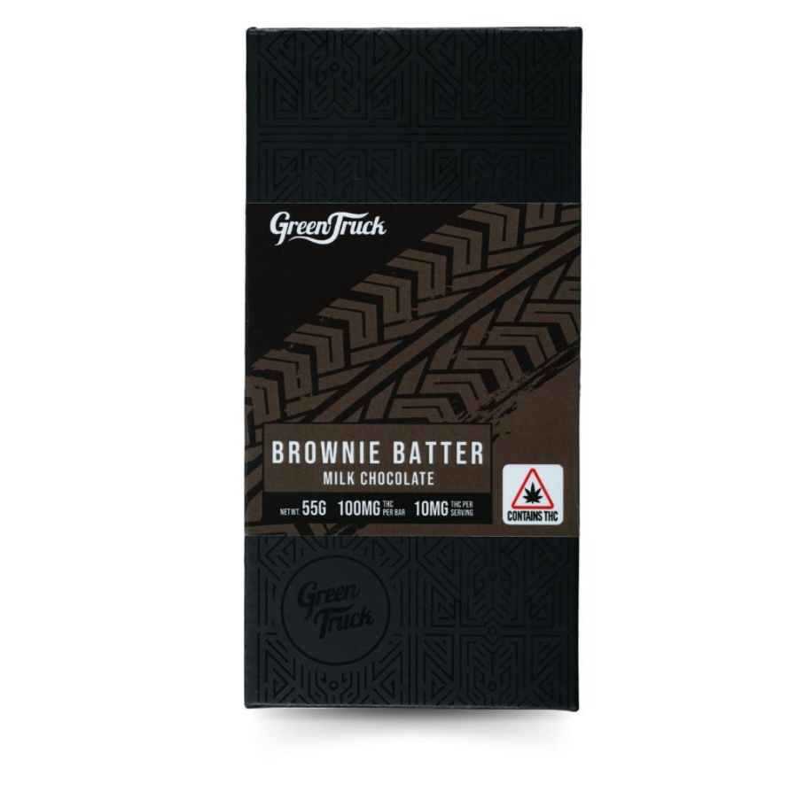 Photograph of product: Green Truck | Brownie Batter | Milk Chocolate Bar | 10pc | 100mg