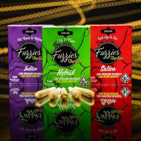 Photograph of product: D. Fuzzies Shorties 5pk x .7g Live Resin Infused Pre Rolls - Cap Junky (H) - 
