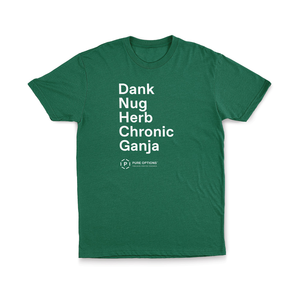 Photograph of product: Dank | Nug | Herb | Chronic | Ganja T-Shirt: Green - S