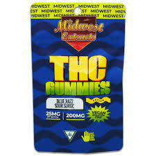 Photograph of product: MIDWEST EXTRACTS | BLUE RASPBERRY GUMMIES - 8PK | 200MG