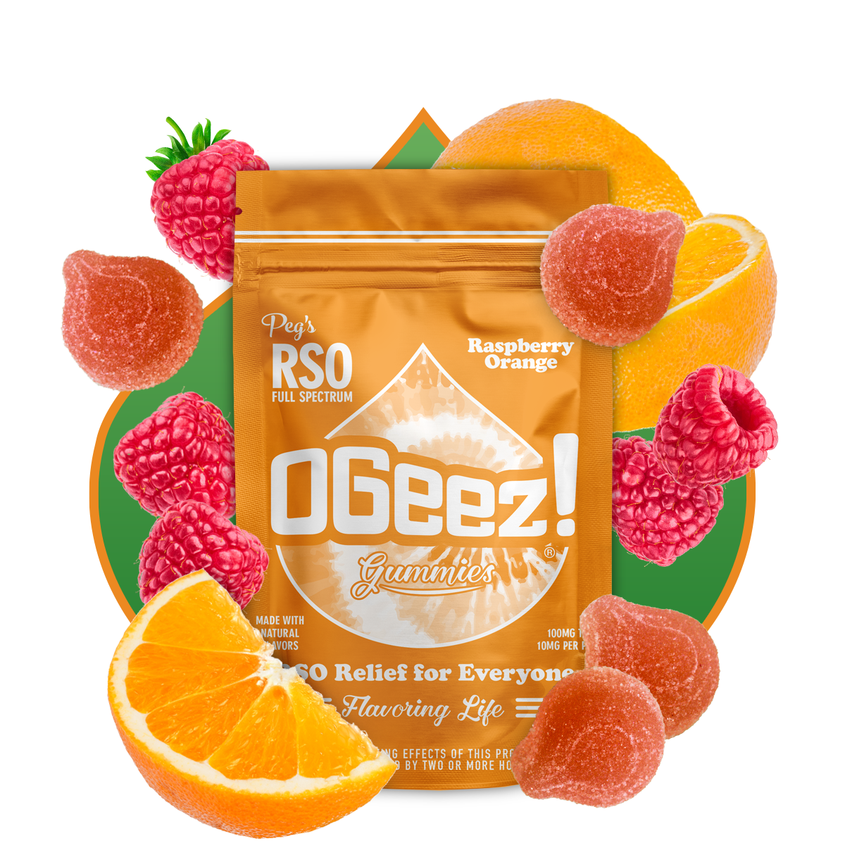Photograph of product: Peg's Raspberry Orange - RSO - 10 pack