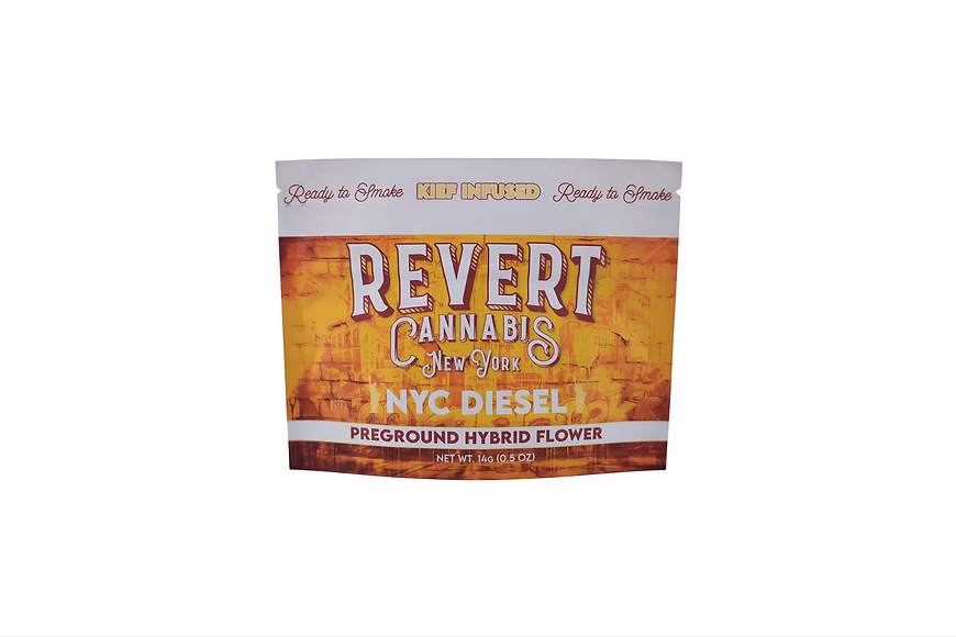 Photograph of product: Revert | Ground Flower | NYC Diesel  | Keif infused - 14g