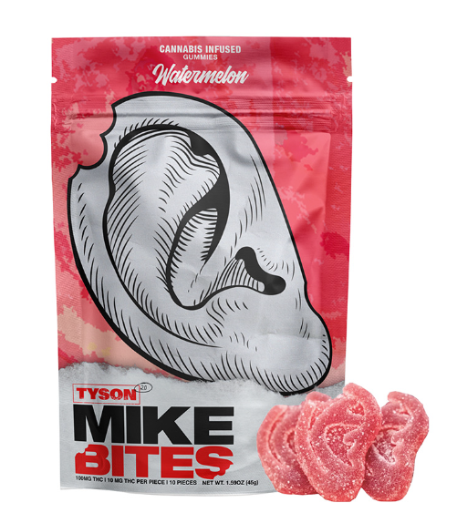 Photograph of product: Mike Bites Watermelon Gummies 100mg (10-Pack | 10mg Each)