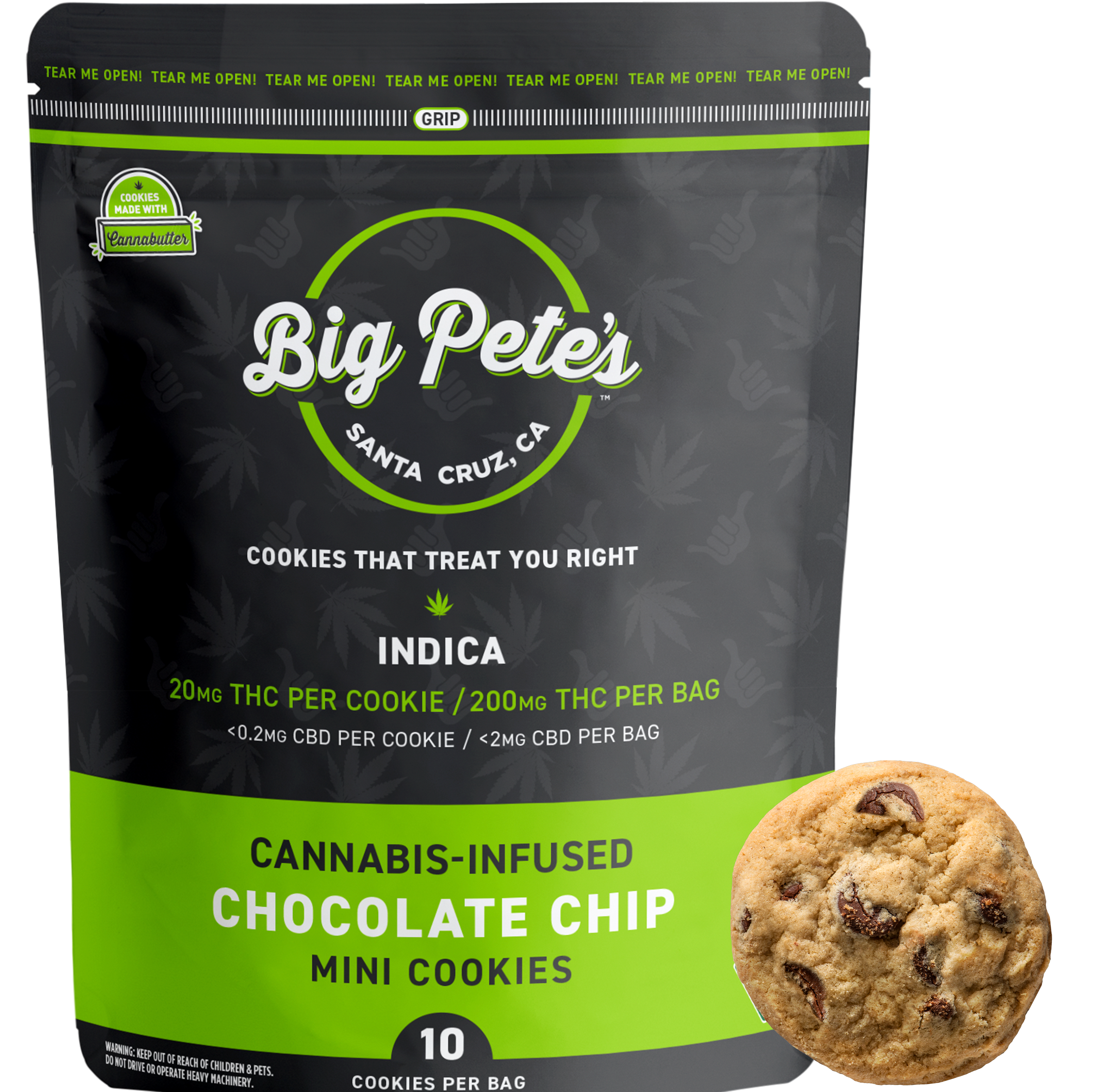 Photograph of product: Big Pete's 200mg 10pk Oui'd Mini Chocolate Chip Cookies