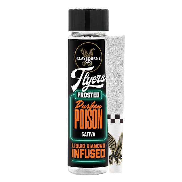 Photograph of product: Flyers Frosted: Durban Poison 2pk .5g Pre-Rolls - 