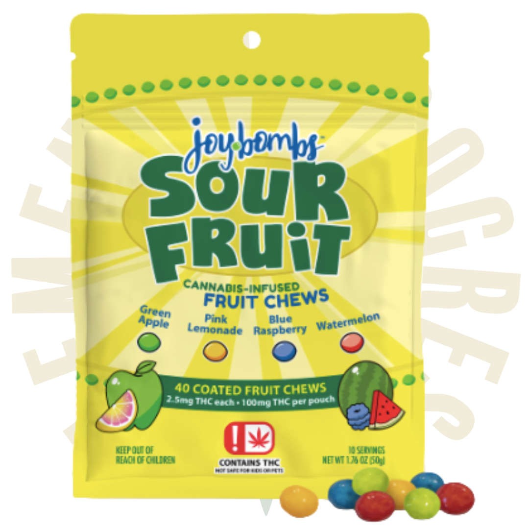 Photograph of product: Joyibles - JoyBombs - 2.5mg Fruit Chews - Sour Fruit