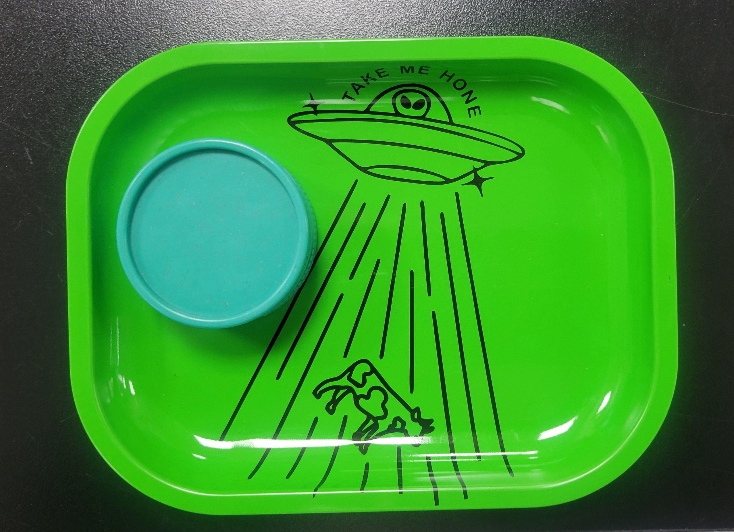 Photograph of product: Grinder Tray set -- Take Me Home Alien Design
