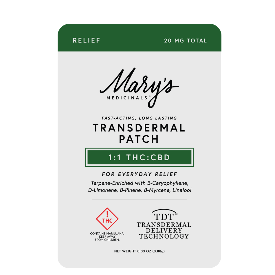 Photograph of product: Relief (H) - (1:1 TH-oui:CBD) - 10mg Patch - Mary's Medicinals
