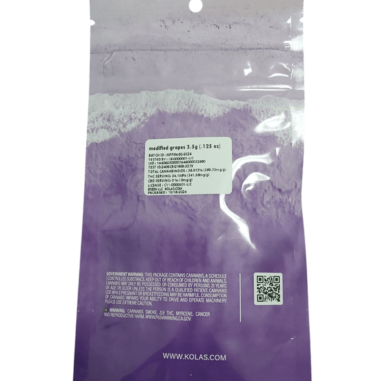Photograph of product: Kolas Naturals - Modified Grapes 3.5g Flower - 