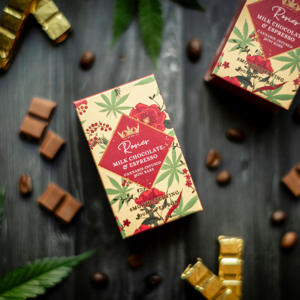 Photograph of product: Rosie's | 100mg TH-oui | Espresso Mini Chocolate Bars