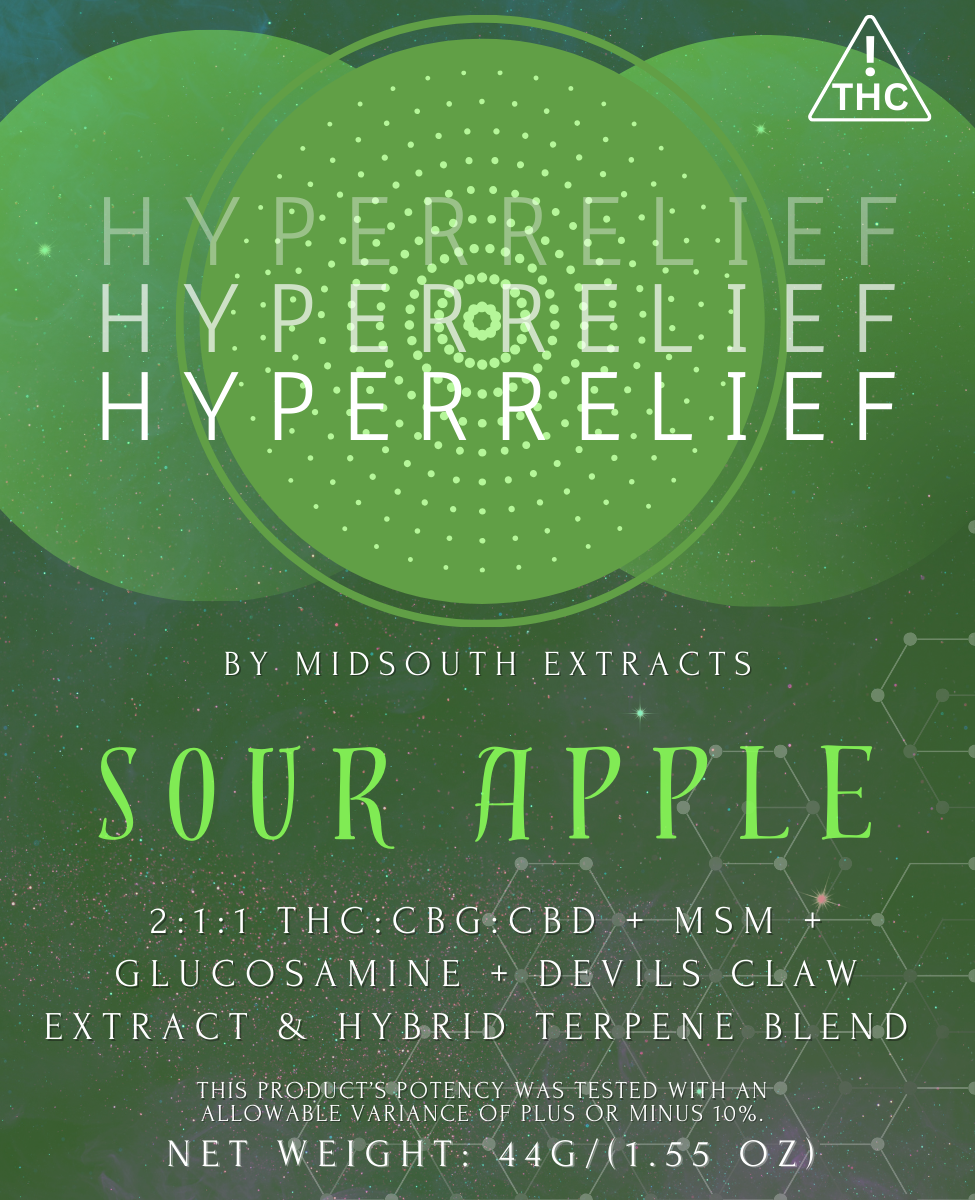 Photograph of product: MidSouth Extracts | 100mg | Sour Apple | HyperRelief
