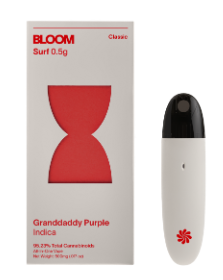 Photograph of product: Disposable Cartridge - Bloom - Grandaddy Purple (I) - 1g