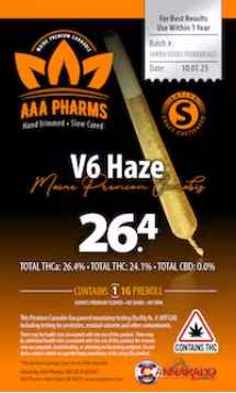 Photograph of product: V6 Haze Pre roll - AAA Pharms