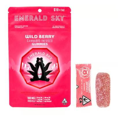 Photograph of product: Emerald Sky Wild Berry Oui'd Gummies 10PK 100MG