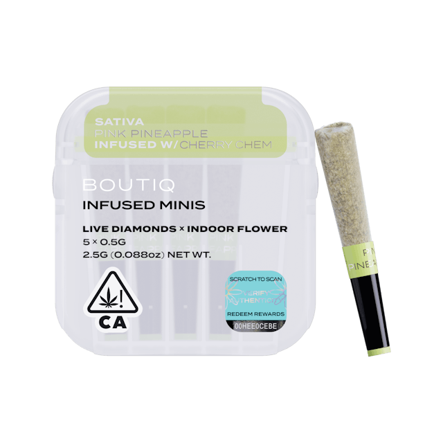 Photograph of product: Pink Pineapple x Cherry Chem Live Diamond Infused Pre Rolls | 5 pack