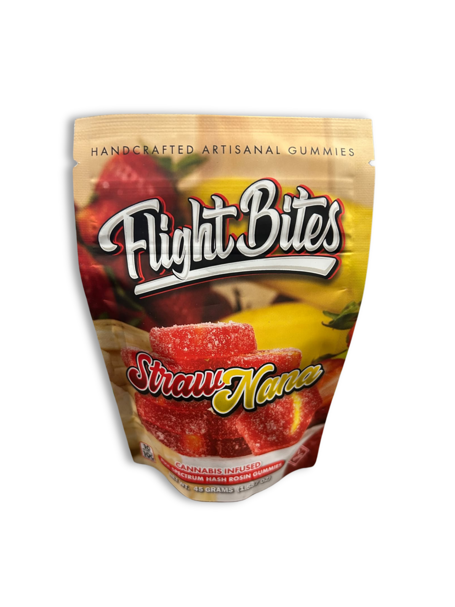 Photograph of product: Flight Bites - StrawNana Rosin Gummies 100mg