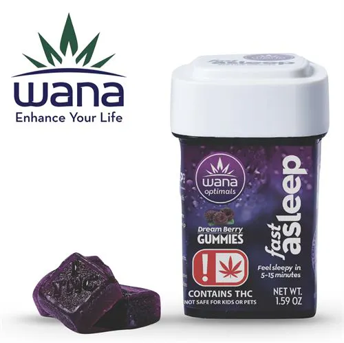 Photograph of product: WANA Gummies 20mg: Fast Asleep Dream Berry 10pc