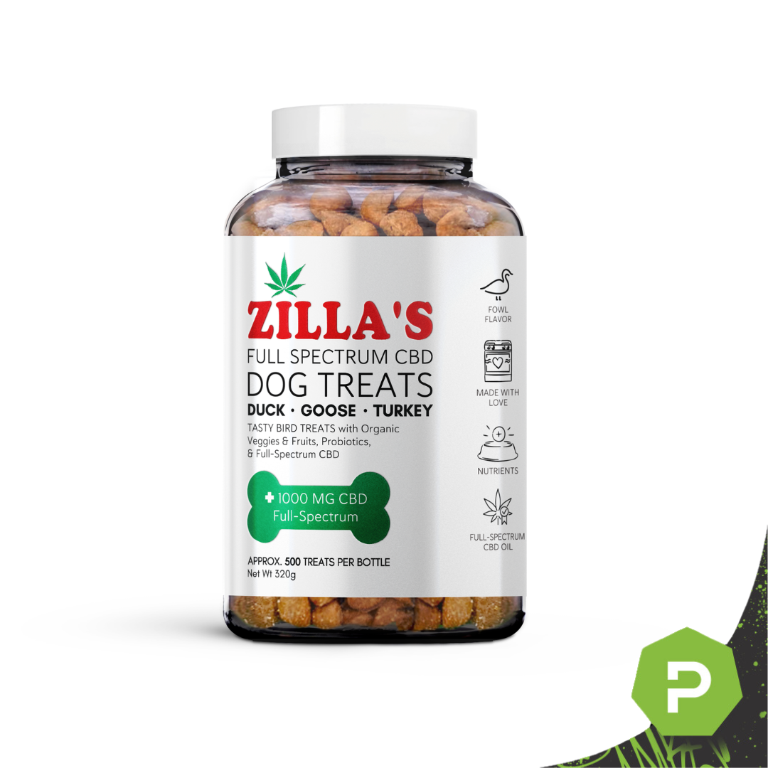 Photograph of product: Zilla's | 1000mg CBD Full Spectrum Dog Treats | Duck (500 Count)