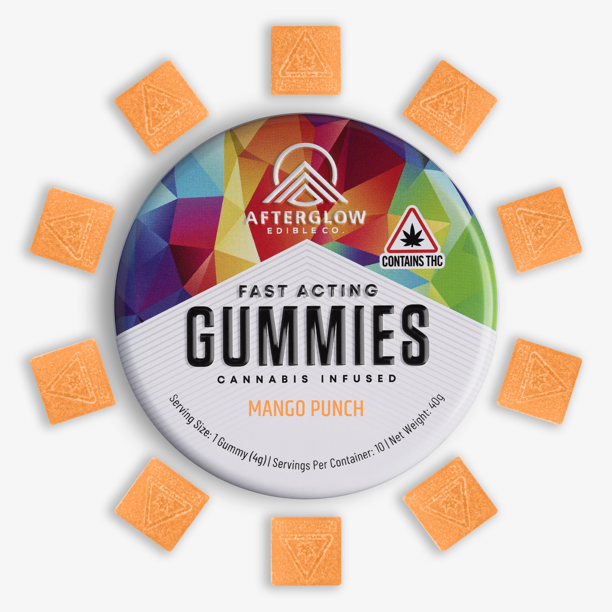 Photograph of product: Afterglow - Mango Punch Fast Acting Gummies - 100mg
