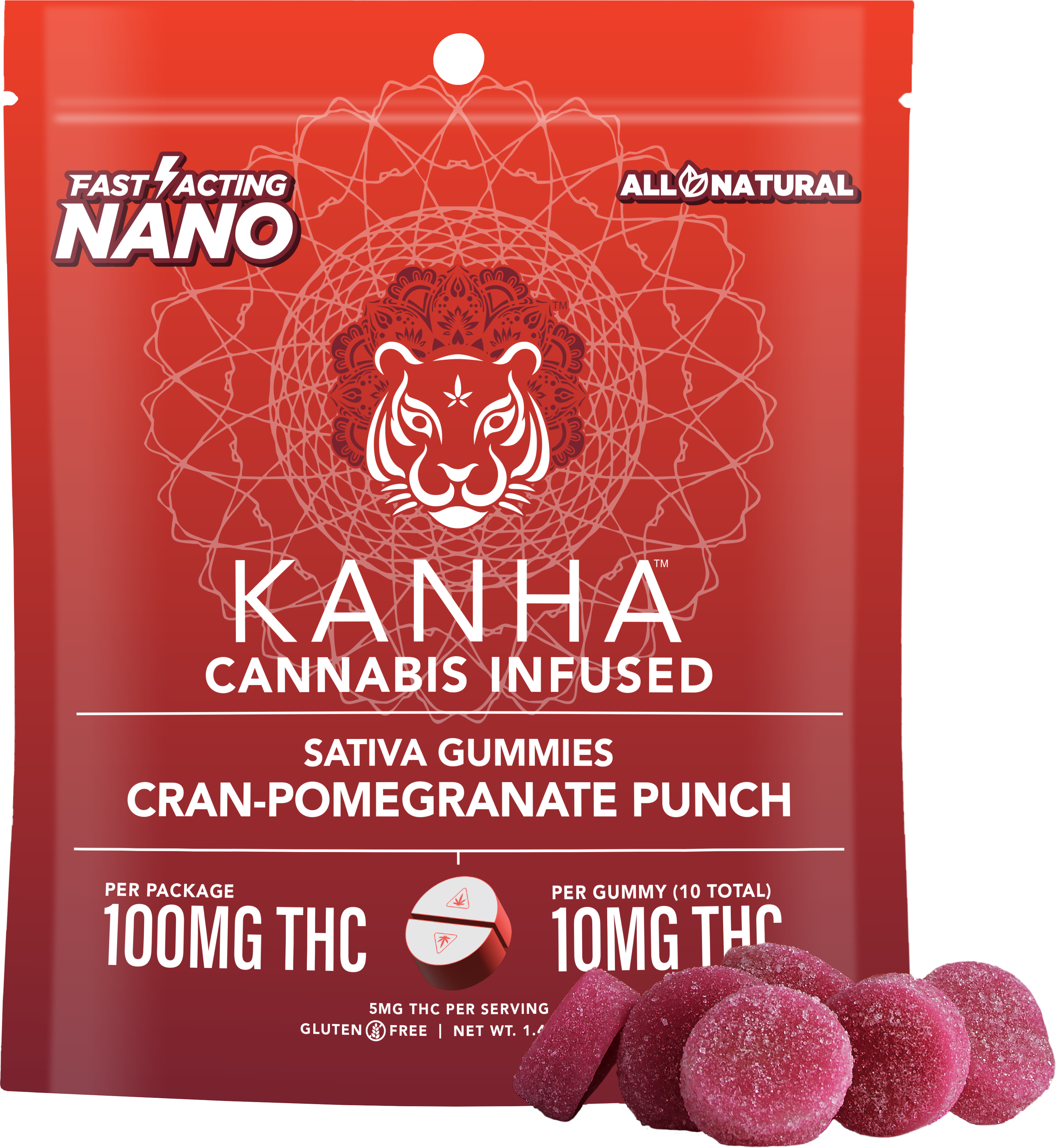 Photograph of product: Kanha | Cran-Pom Punch | Nano Gummies | 100mg