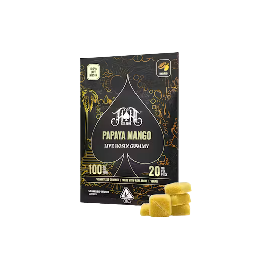 Photograph of product: Heavy Hitters - Papaya Mango - Rosin Gummies - 100mg