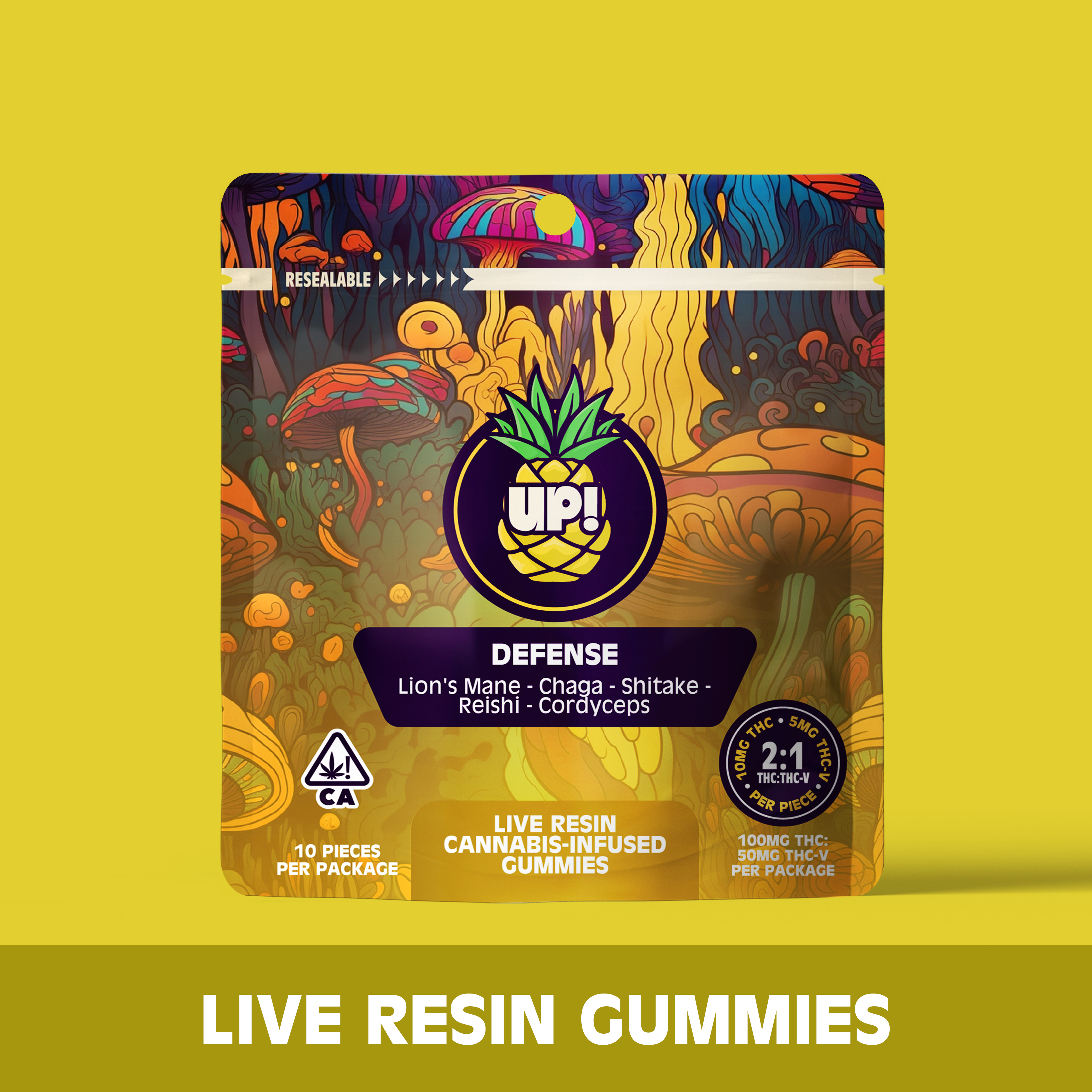 Photograph of product: UP! - Pineapple Defense Live Resin Gummies 10TH-oui:5TH-oui-V (150MG)