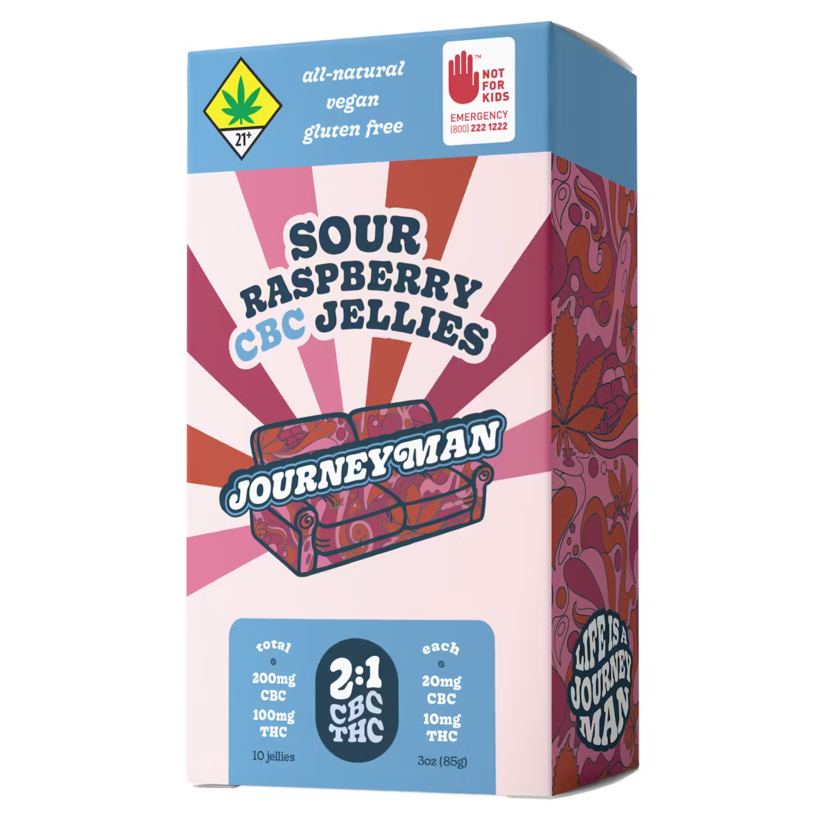 Photograph of product: Sour Raspberry CBC Jellies, 10-Pack