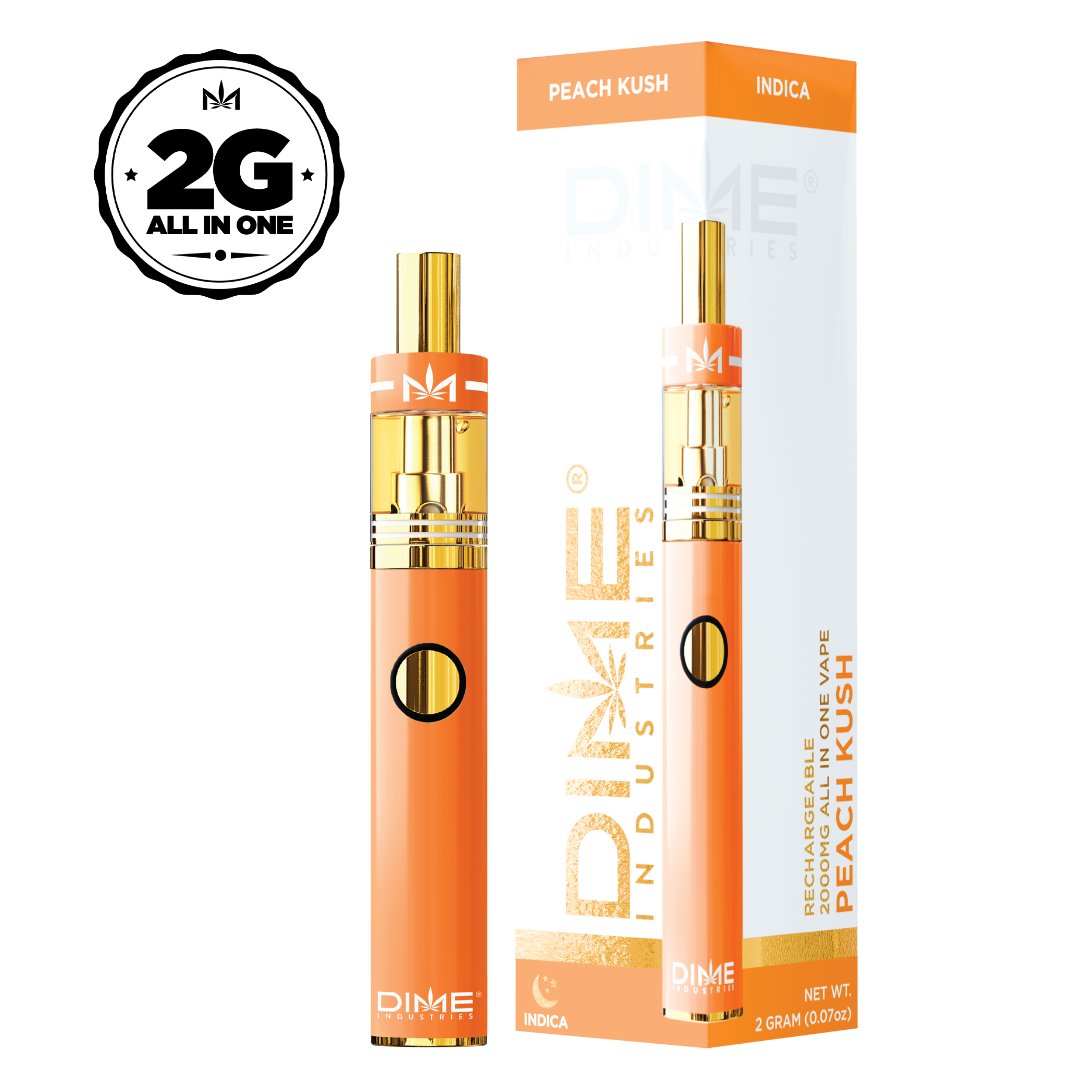 Photograph of product: Dime | Peach Kush | Signature Line | AIO | 2g