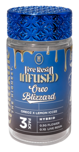 Photograph of product: Infused Pre Roll - 3 Pack - Goldkine - Oreoz Blizzard - 43.41% TH-oui - (Hybrid) - 1.8g