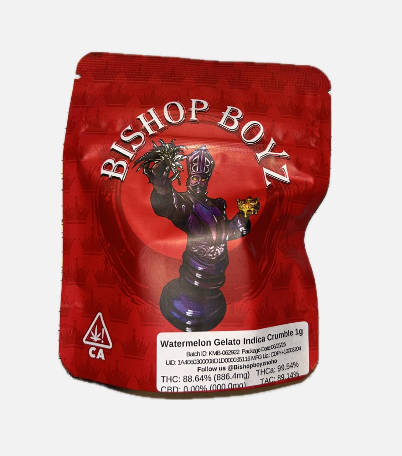 Photograph of product: Bishop Boyz - Watermelon Gelato - 1g - Crumble - Oui'd