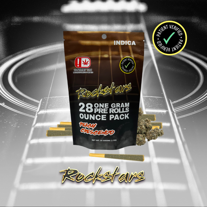 Photograph of product: Rockstars | Pre-Roll Pack | Peach Crescendo | 28g