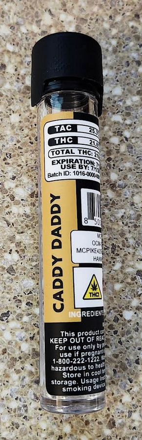 Photograph of product: Caddy Daddy Pre roll | Hybrid | McPike Farms