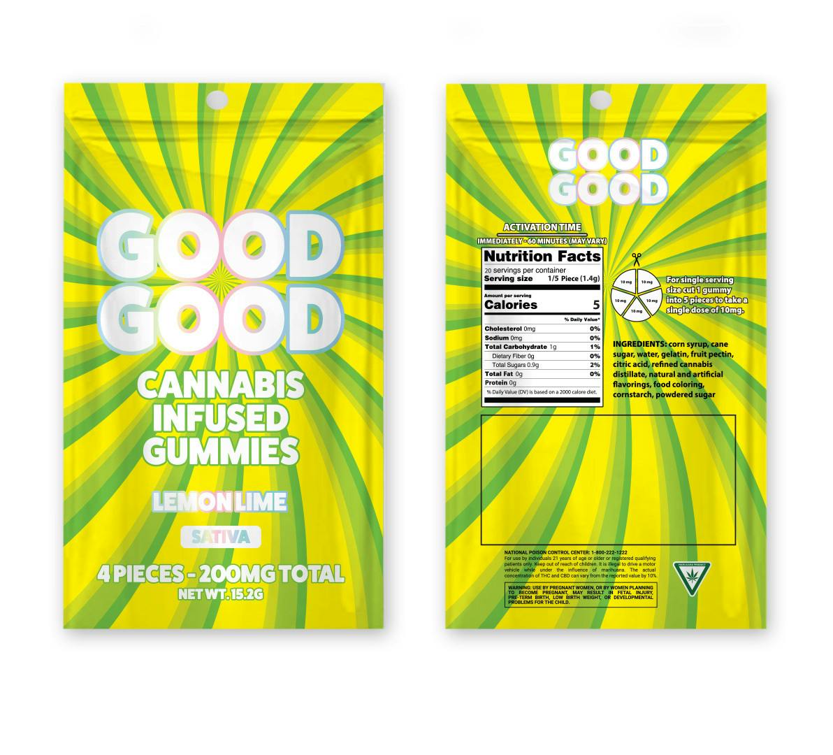 Photograph of product: Good Good Lemon Lime 200mg Gummies Rec