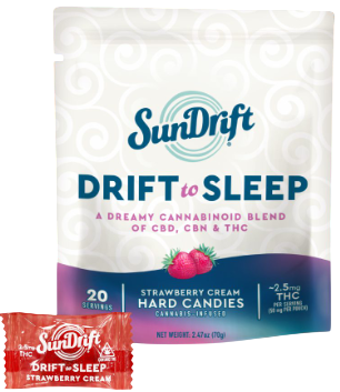 Photograph of product: Drift to Sleep: Strawberry Cream - TH-oui:CBD:CBN 20 Pack (50mg)