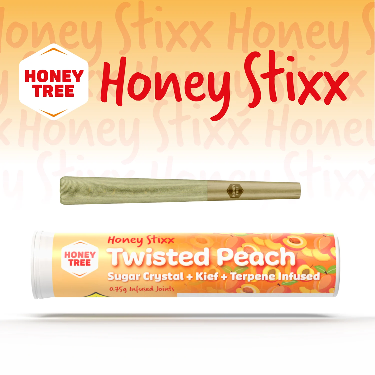 Photograph of product: Honey Stixx - Twisted Peach (H) - Flavored Infused Pre-roll - 0.75g