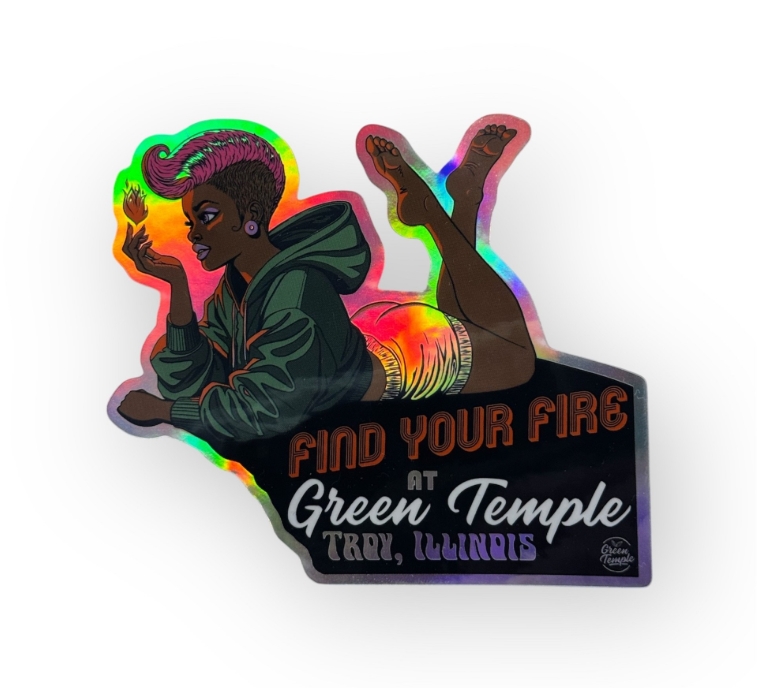 Photograph of product: .NC Green Temple Sticker - Find Your Fire