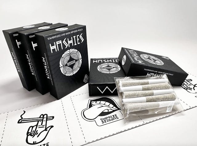 Photograph of Product: 5pk VELVET M CON Hash Infused Prerolls HASHIES - 