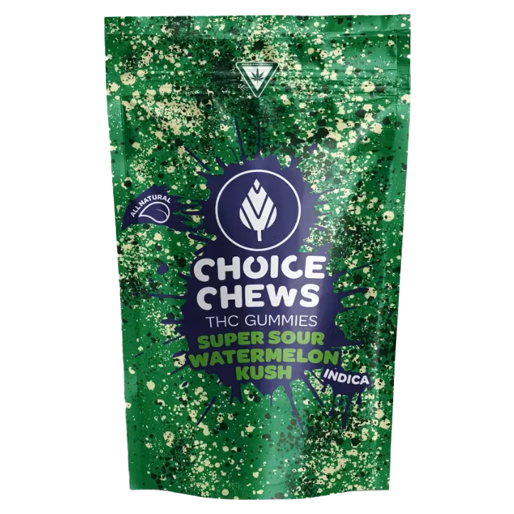 Photograph of product: Choice Super Sour Watermelon Kush Oui'd Soft Chews 200mg Rec