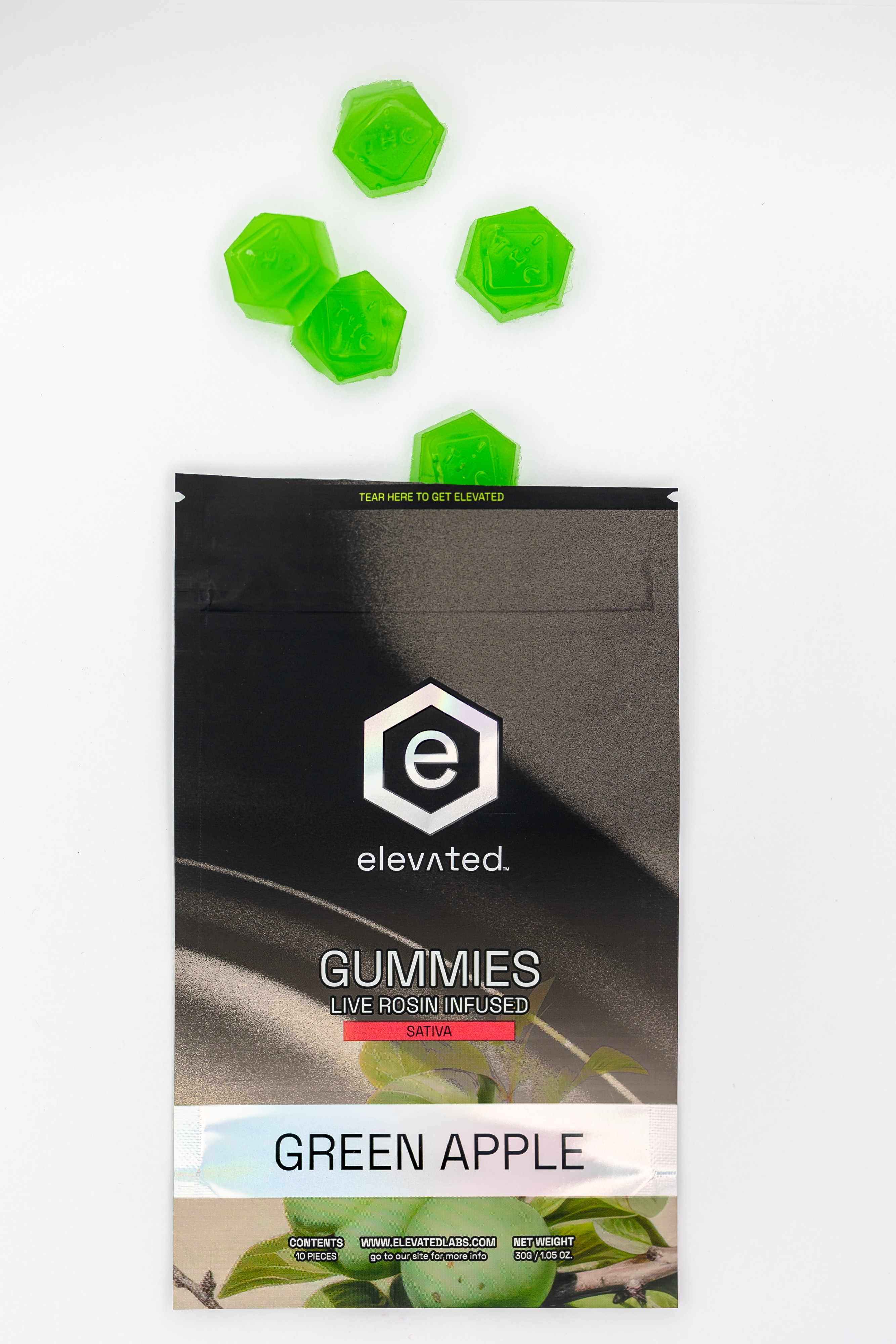 Photograph of product: Elevated Rosin Gummies - Green Apple 100mg