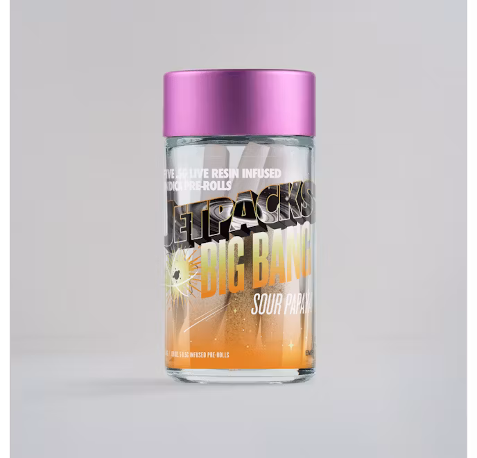 Photograph of product: Jetpacks I Preroll I Sour Papaya Big Bang Infused 5pk Prerolls